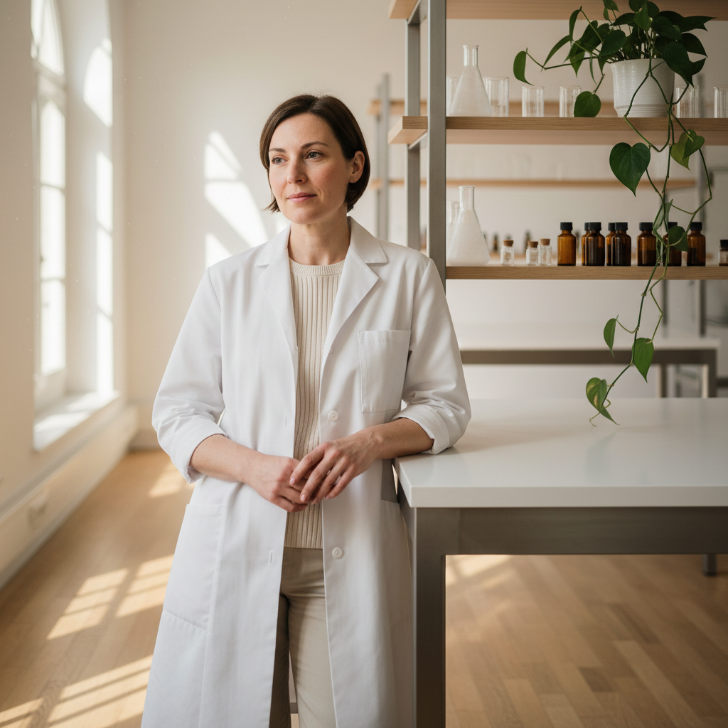 Founder in the formulation lab