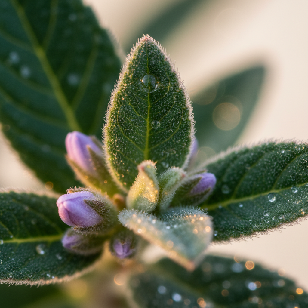 Botanical ingredient macro: bakuchiol-rich plant detail